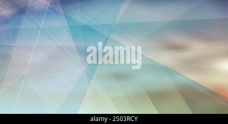 Brown and Light Blue Modern Style Triangle Shaped Translucent Overlaying Planes, Geometric Shapes Pattern, Broken Glass Effect Abstract Futuristic Wid Stock Vector