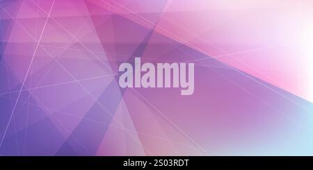 Purple Modern Style Triangle Shaped Translucent Overlaying Planes, Geometric Shapes Pattern, Broken Glass Effect - Abstract Futuristic Wide Scale Vect Stock Vector
