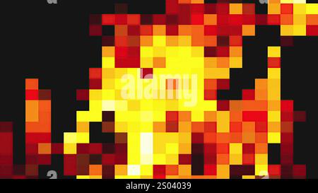 Pixel art fire. Computer generated Stock Photo