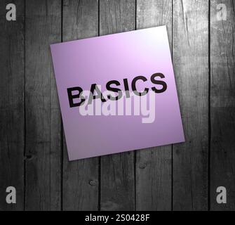 The term basics is prominently displayed in sleek black font against a clean white background, creating a striking visual effect Stock Photo