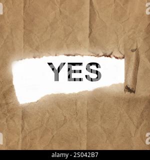 Paper note with YES written on paper. Lifestyle concept. Stock Photo