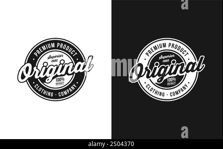 Original product badge logo. Stamp label circular round design template Stock Vector