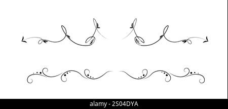 Decorative dividers set. Decorative elements in vintage victorian style. Trendy floral vignettes. Calligraphic elements for books. Flat vector Stock Vector