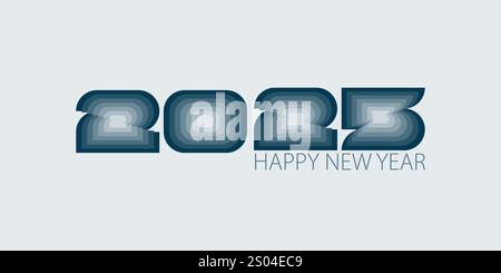 2025 year in retro style, happy new 2025 year for various design. Vector template. Stock Vector