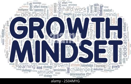 Growth Mindset word cloud conceptual design isolated on white background. Stock Vector