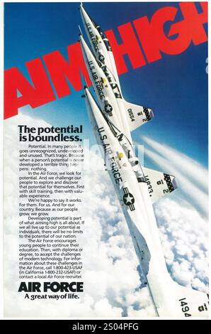 1988 USAF United States Air Force Ad  - AIM HIGH 'Potential is Boundless' Stock Photo