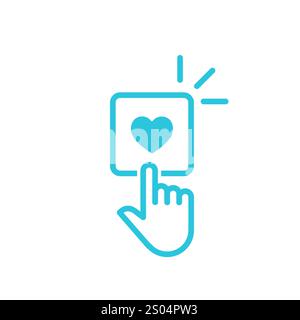 Sensitive touch area icon, clicking finger. Isolated on white background. From blue icon set. Stock Vector
