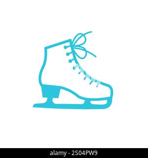 Winter ice skate icon. Isolated on white background. Blue icon set. Stock Vector