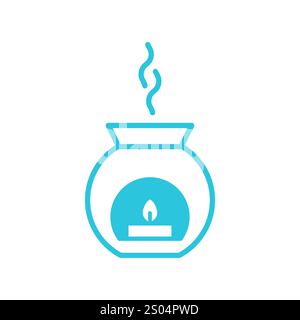 Aromatherapy Candle. Wellness Essence. Isolated on white background. Blue icon set. Stock Vector