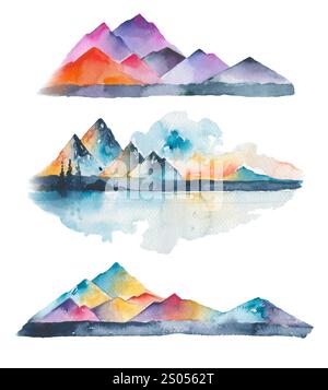 Watercolor painting of a mountain Stock Vector