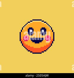 Pixel art Smiley Face game asset design Stock Vector