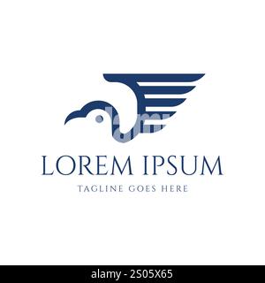 Simple Minimalist Flying Bird Wings Icon Illustration Logo Design Vector Stock Vector