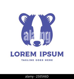Simple Minimalist Skunk Head Face Icon Illustration Logo Design Vector Stock Vector