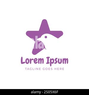 Simple Cute Little Star Robin Canary Sparrow Bird Icon Symbol Logo Design Vector Stock Vector