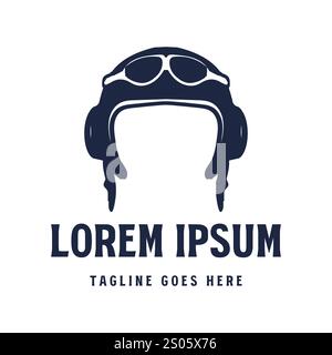 Vintage Retro Jet Aviator Helmet Icon Illustration Logo Design Vector Stock Vector