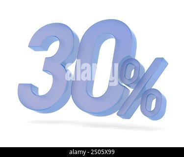 Thirty percent on white background. Isolated 3D illustration Stock ...