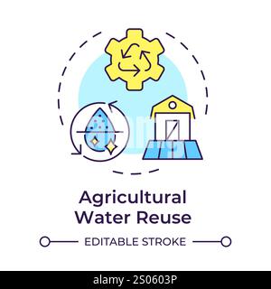Agricultural water reuse multi color concept icon Stock Vector