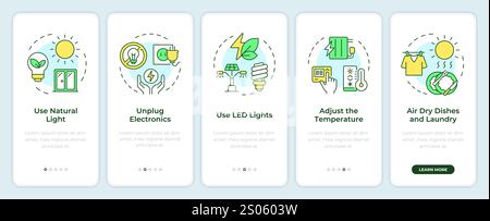 Energy saving tips onboarding mobile app screen Stock Vector