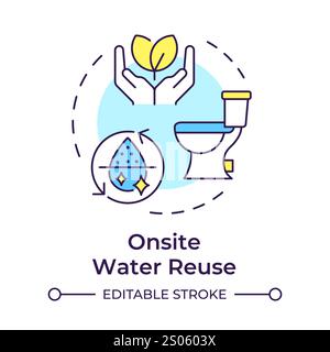 Onsite water reuse multi color concept icon Stock Vector