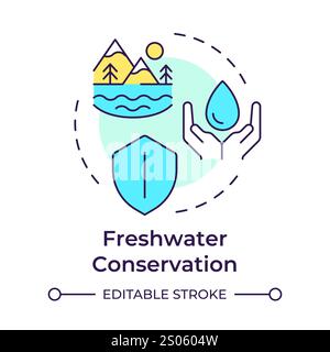 Freshwater conservation multi color concept icon Stock Vector