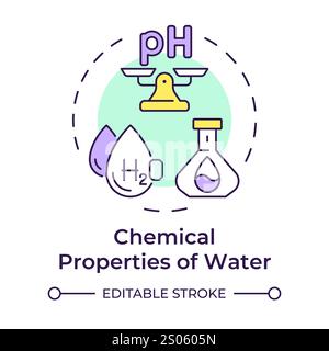 Chemical properties of water multi color concept icon Stock Vector