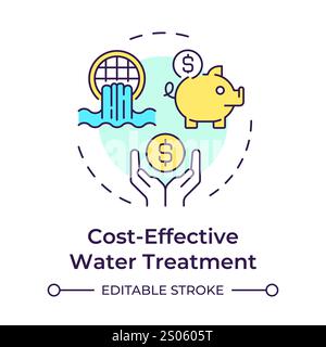 Cost effective water treatment multi color concept icon Stock Vector