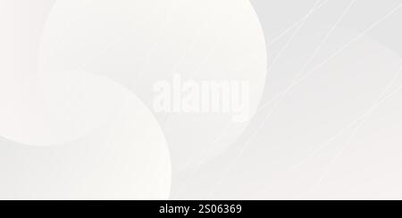 Abstract White and Gray Light Colored Geometric Background Design, Lit Overlapping Circles and Lines Pattern Design - Vector Illustration Stock Vector