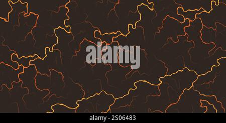 Abstract Modern Style Geometric Background Design, Golden and Brown Lit 3D Flowing Spreading Curving Lines Pattern - Dark Digitally Generated Art, Tem Stock Vector