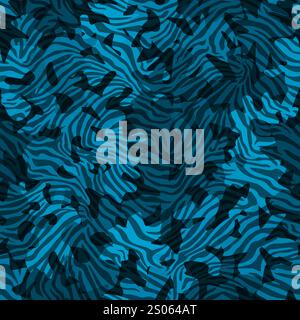 Blue water top view textured as camouflage pattern chic style design. Stock Vector
