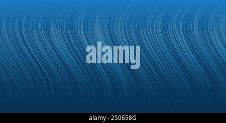 Dark Lit Curving Blue Wavy Modern Style Minimalist Vertical Stripes Pattern - Editable Abstract Wide Scale Background Design, Creative Vector Template Stock Vector