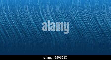 Dark Lit Curving Blue Wavy Modern Style Minimalist Vertical Stripes Pattern - Editable Abstract Wide Scale Background Design, Creative Vector Template Stock Vector