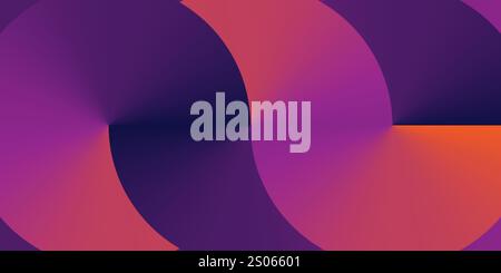 Dark Colorful Futuristic Conical Curvy Gradient Background - Retro Style Colors, Round and Curving Gradient Geometric Shapes Composition - Wide Scale Stock Vector