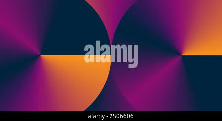 Dark Colorful Futuristic Conical Gradient Background - Retro Style Colors, Circular Round Gradient Geometric Shapes Composition - Wide Scale Vector Il Stock Vector