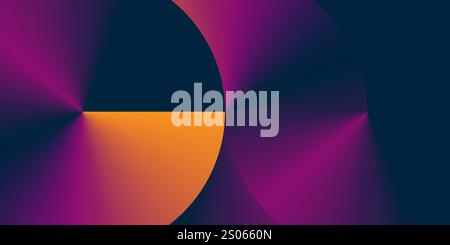 Dark Colorful Futuristic Conical Gradient Background - Retro Style Colors, Circular Round Gradient Geometric Shapes Composition - Wide Scale Vector Il Stock Vector