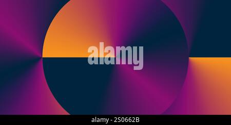 Dark Colorful Futuristic Conical Gradient Background - Retro Style Colors, Circular Round Gradient Geometric Shapes Composition - Wide Scale Vector Il Stock Vector
