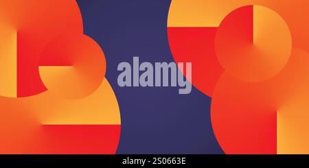 Colorful Futuristic Conical Gradient Background - Retro Style Colors, Circular Round Gradient Geometric Shapes Composition - Wide Scale Vector Illustr Stock Vector