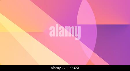 Yellow, Orange and Purple Abstract Background Design - Geometric Shapes: Circles, Triangles, Squares, Stripes, Lines - Color Gradient - Modern, Futuri Stock Vector