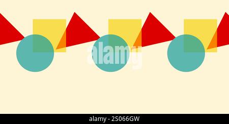 Geometric Shapes, Objects Pattern with Riso Print Effect - Graphic Element for Fabric, Textile, Clothing, Wrapping Paper, Wallpaper, Poster - Vector G Stock Vector