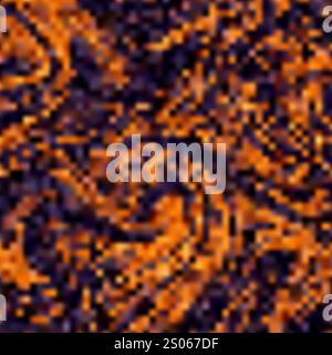 Abstract Colorful Blurred Pixelated Surface Pattern with Random Colored Black and Brown and Orange Squares - Wide Scale Geometric Mosaic Texture - Gen Stock Vector