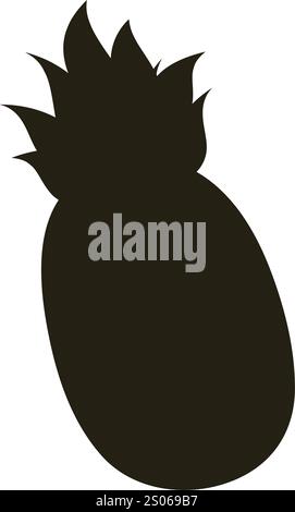 Pineapple silhouette with leaves Summertime exotic fruit. Design element concept Black on white fond. Isolated Vector illustration Wallpaper wrapping or web promo banner, Thematic cards, posting, blog Stock Vector