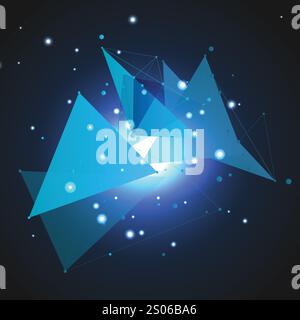 Abstract triangles space low poly. Background with connecting dots and lines. Light connection structure Stock Vector