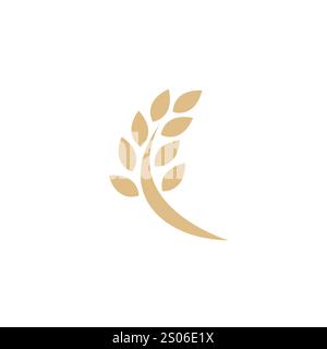 Rice icon vector. Wheat Logo Design Stock Vector