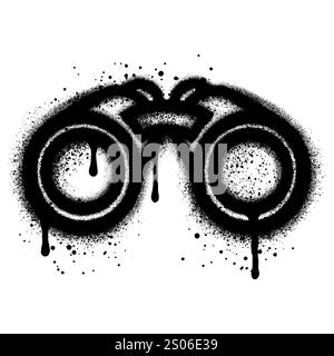 binoculars graffiti with black spray paint. vector illustration. Stock Vector