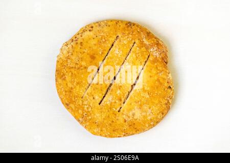 Crispy Bakarkhani, isolated on a white background. Baqarkhani is a ...