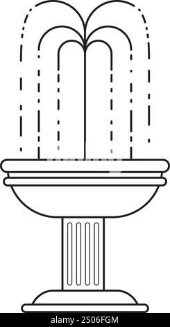 fountain isolated iconIsolated fountain black and white outline icon symbol transparent background, graphic vector illustration for garden or home dec Stock Vector