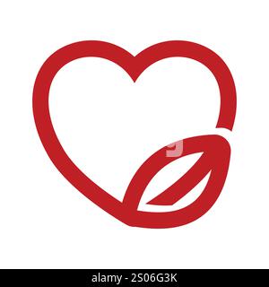 leaf heart icon logo design template Stock Vector