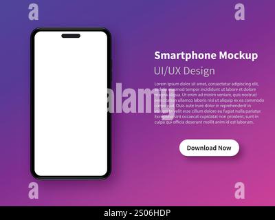 Download page of the mobile mockup with empty screen. Web banner design template. Mockup for mobile interface with Vector Stock Vector