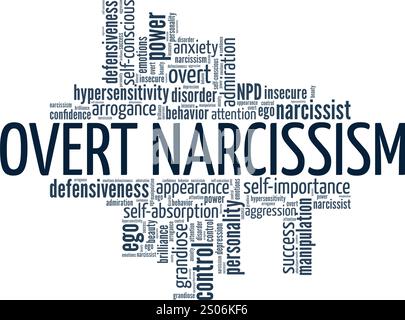 Overt Narcissism word cloud conceptual design isolated on white background. Stock Vector