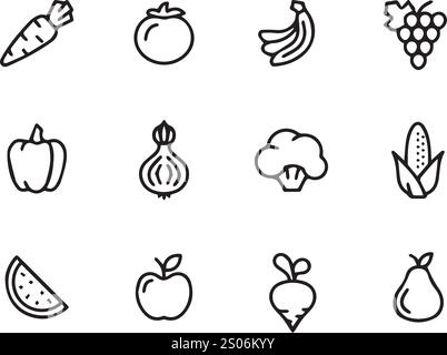 set designs of vector fruits Stock Vector