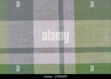 Green and white checkered fabric as a background Stock Photo